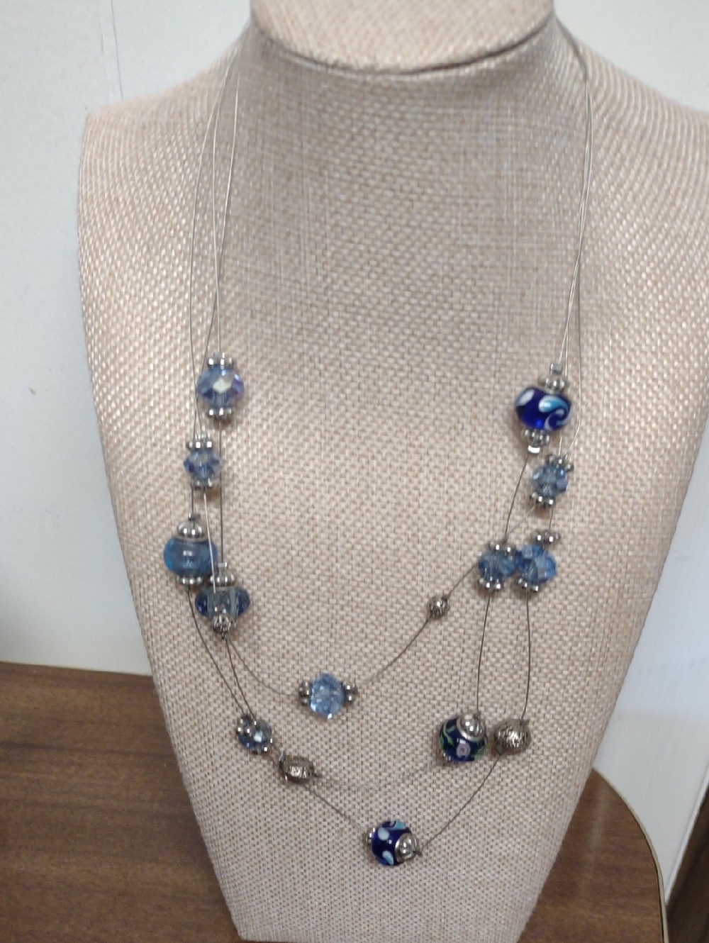 Layered Blue Bead Statement Necklace